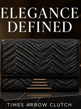 NWOT Times Arrow black chevron textured leather clutch